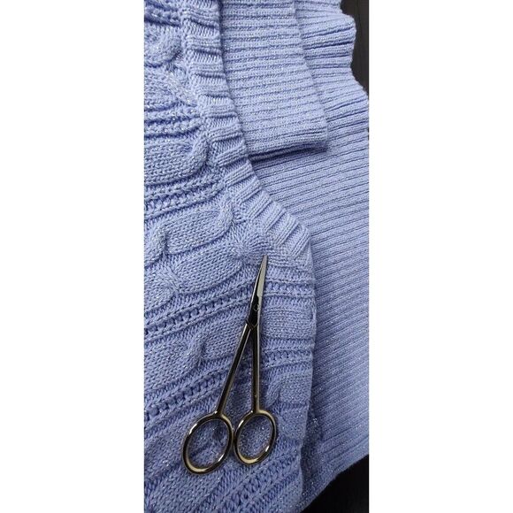 NEW Sweet Purple Silver St Johns Bay Classic Cable V Neck Pullover Sweater Sz 2X - Picture 8 of 10